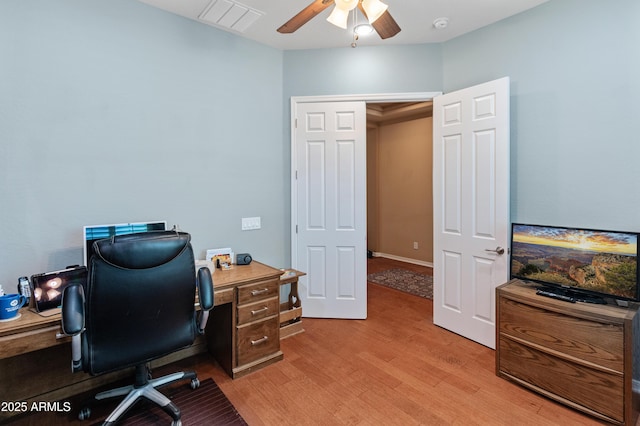 20506 N 271st Ave, Buckeye, AZ 85396 - office space with visible vents, ceiling fan, and light wood-type flooring
