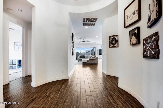 hall featuring dark hardwood / wood-style floors