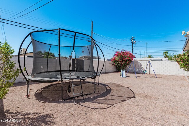 view of patio / terrace featuring a trampoline