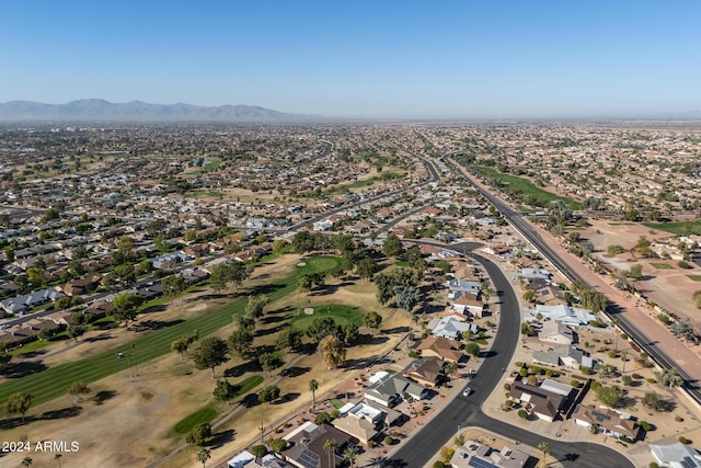 drone / aerial view featuring a mountain view