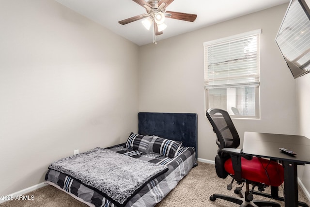 11658 E Chevelon Trl, Gold Canyon, AZ 85118 - carpeted bedroom with baseboards, a ceiling fan, and a desk