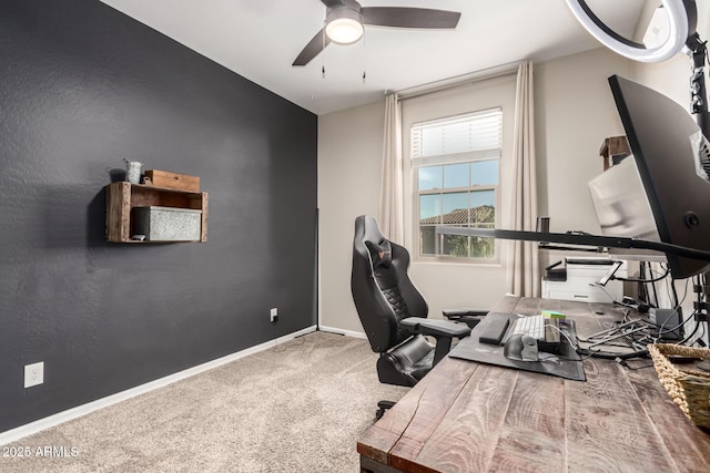 11658 E Chevelon Trl, Gold Canyon, AZ 85118 - office area with carpet, ceiling fan, and baseboards