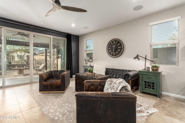 11658 E Chevelon Trl, Gold Canyon, AZ 85118 - living area with ceiling fan and light tile patterned floors