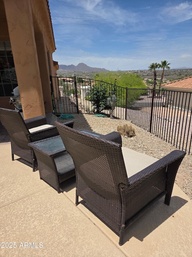 15859 E Tumbleweed Dr, Fountain Hills, AZ 85268 - view of patio featuring a mountain view and fence