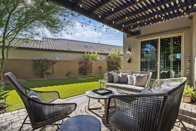 3770 E Ringtail Way, Phoenix, AZ 85050 - view of patio with outdoor lounge area and a pergola