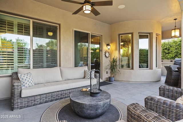 3770 E Ringtail Way, Phoenix, AZ 85050 - view of patio / terrace featuring an outdoor hangout area and a ceiling fan