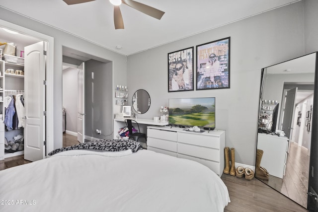 3770 E Ringtail Way, Phoenix, AZ 85050 - bedroom with wood finished floors, a spacious closet, ceiling fan, and a closet