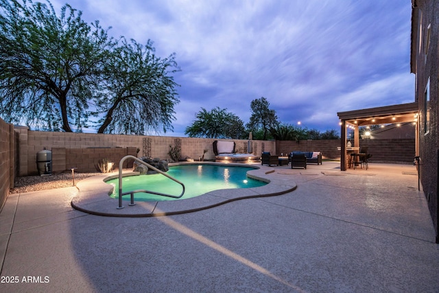 3488 N Lady Lake Ln, Casa Grande, AZ 85122 - view of swimming pool with a patio, a fenced backyard, and outdoor lounge area