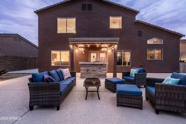 3488 N Lady Lake Ln, Casa Grande, AZ 85122 - view of patio with an outdoor hangout area and fence