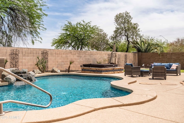 3488 N Lady Lake Ln, Casa Grande, AZ 85122 - view of pool featuring an outdoor hangout area, a patio area, and a fenced backyard