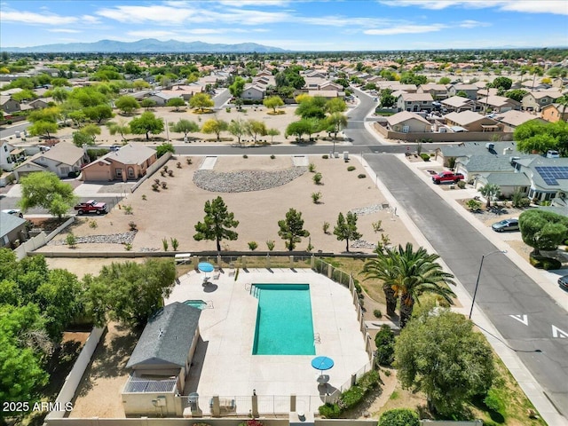 bird's eye view with a residential view and a mountain view