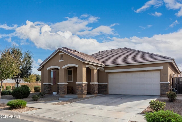 view of front of house with a garage