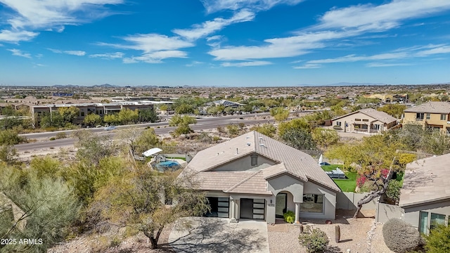 aerial view with a residential view