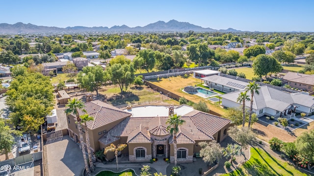 bird's eye view with a mountain view