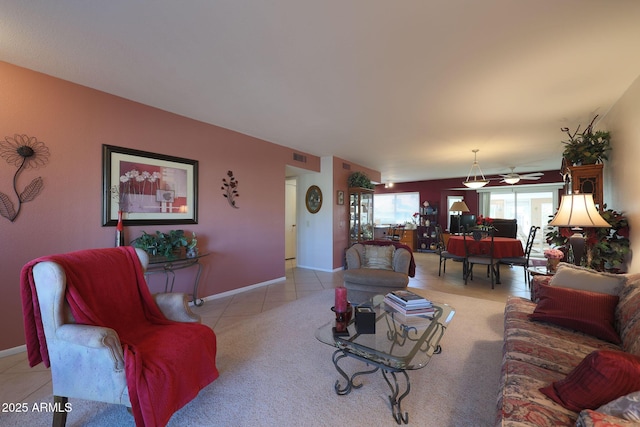 view of tiled living room