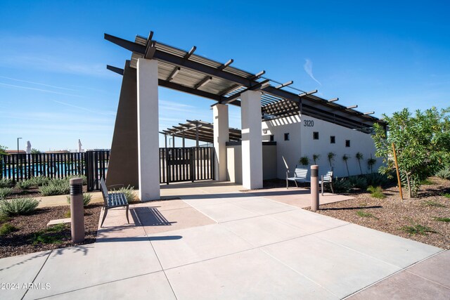 view of patio / terrace featuring a pergola