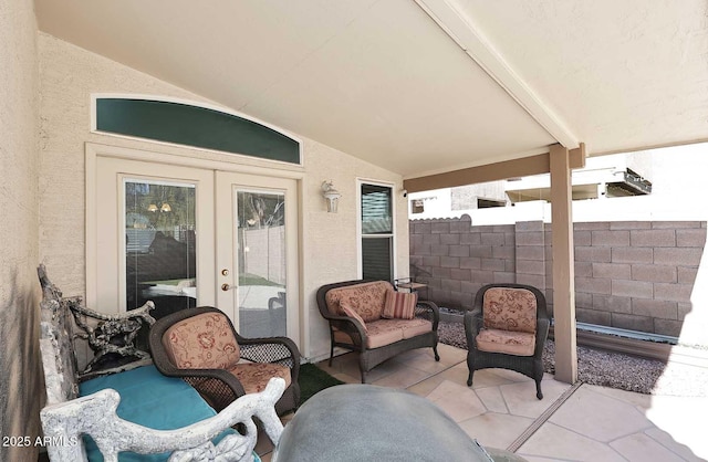 view of patio featuring french doors