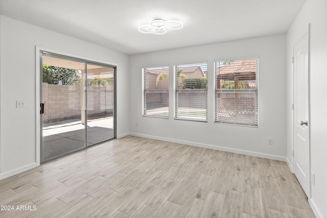 spare room with light hardwood / wood-style flooring and plenty of natural light