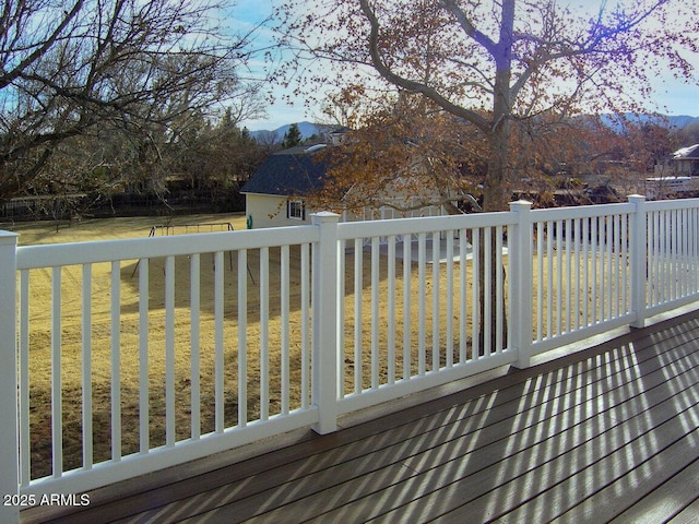 deck featuring a yard