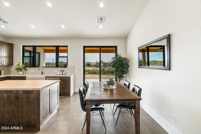 dining area featuring sink