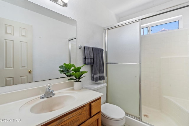 63 W Los Arboles Dr, Tempe, AZ 85284 - full bathroom with a shower stall, vanity, and toilet