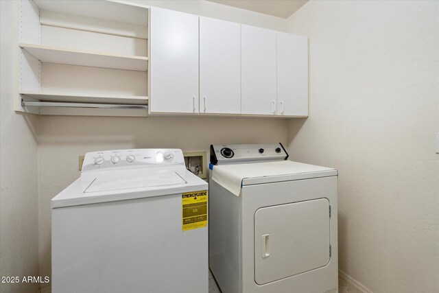 63 W Los Arboles Dr, Tempe, AZ 85284 - laundry area featuring separate washer and dryer and cabinet space
