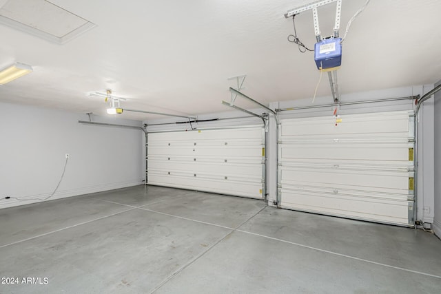 garage with a garage door opener