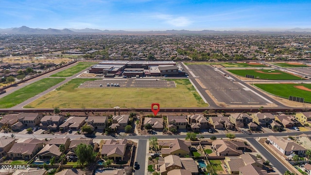 aerial view with a residential view and a mountain view