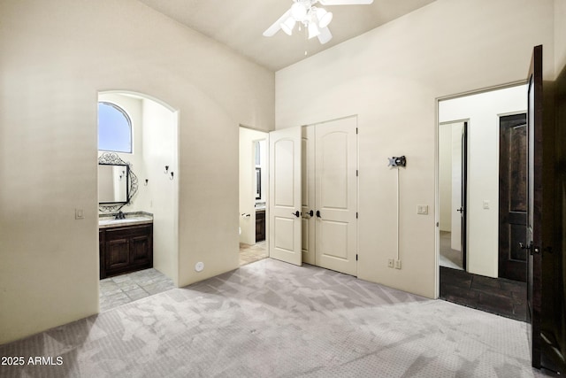 2300 E Sanoque Ct, Gilbert, AZ 85298 - unfurnished bedroom featuring carpet floors, connected bathroom, and a sink