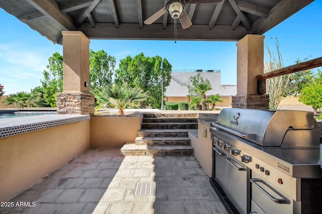 2300 E Sanoque Ct, Gilbert, AZ 85298 - view of patio / terrace with a ceiling fan, area for grilling, and grilling area
