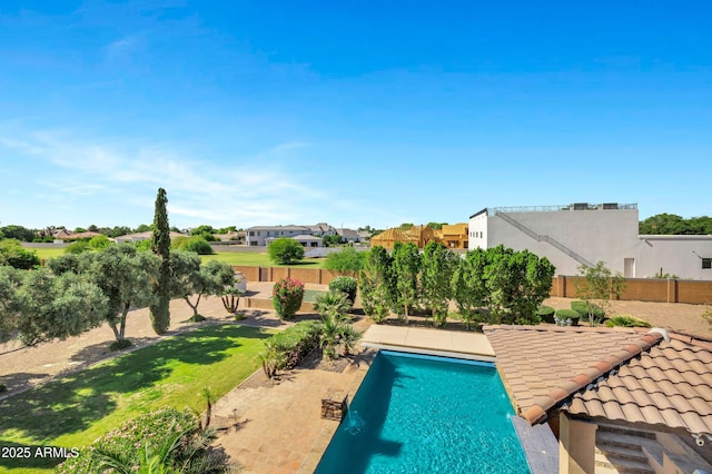 2300 E Sanoque Ct, Gilbert, AZ 85298 - view of swimming pool with a fenced backyard, a patio, and a residential view