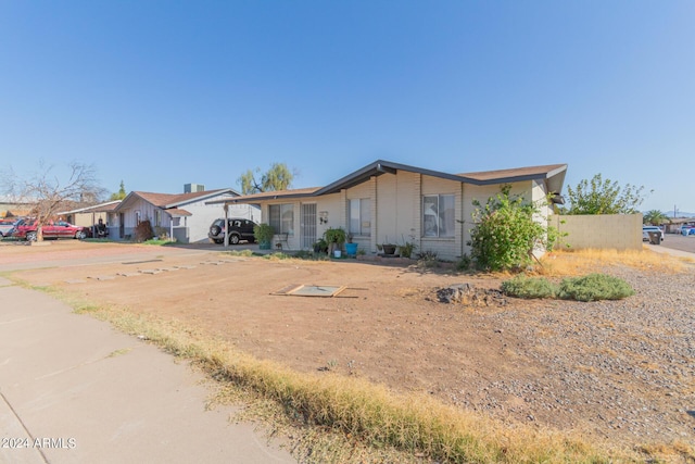 view of single story home