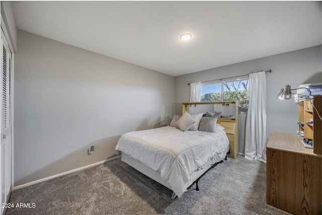 carpeted bedroom featuring a closet