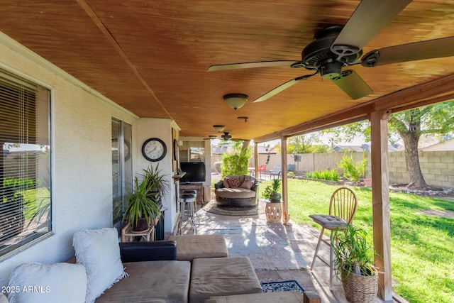 view of patio / terrace with ceiling fan