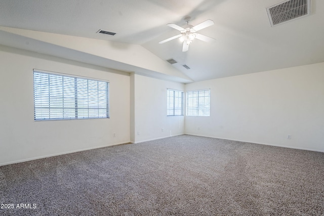 1031 W Longhorn Dr, Chandler, AZ 85286 - spare room with vaulted ceiling, carpet, ceiling fan, and baseboards