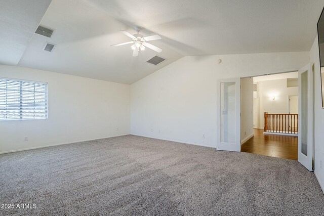 1031 W Longhorn Dr, Chandler, AZ 85286 - carpeted empty room featuring lofted ceiling, a ceiling fan, and baseboards