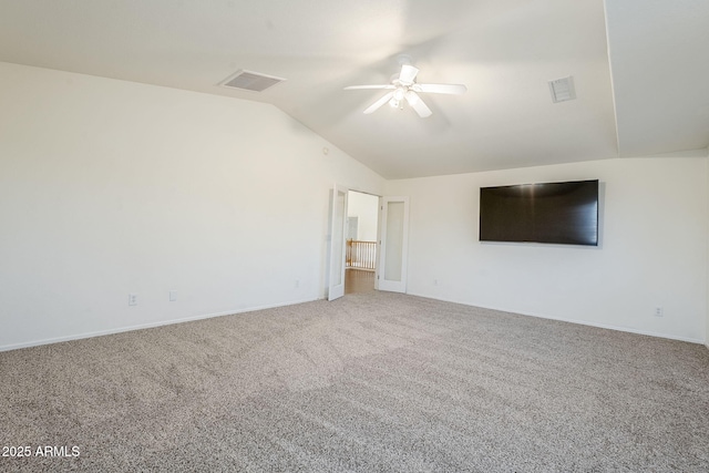 1031 W Longhorn Dr, Chandler, AZ 85286 - unfurnished room with a ceiling fan, vaulted ceiling, carpet floors, and baseboards