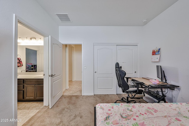 19946 W Glenrosa Ave, Litchfield Park, AZ 85340 - bedroom with light carpet, a closet, and visible vents