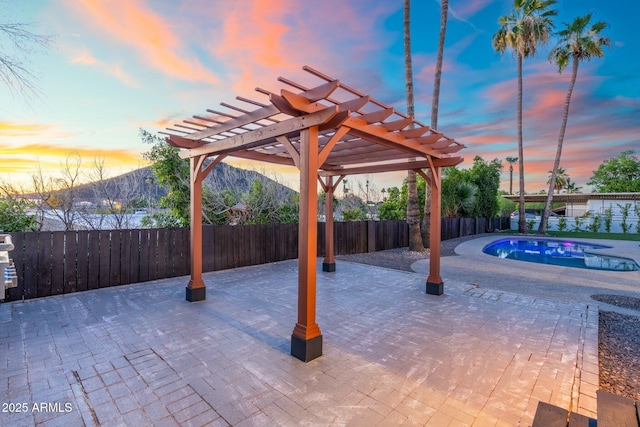 908 W Pershing Ave, Phoenix, AZ 85029 - fenced backyard with a pergola, a patio area, and a mountain view