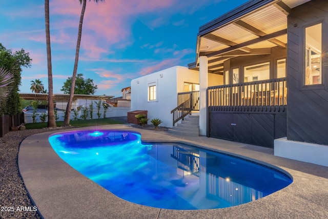 908 W Pershing Ave, Phoenix, AZ 85029 - pool at dusk with a patio