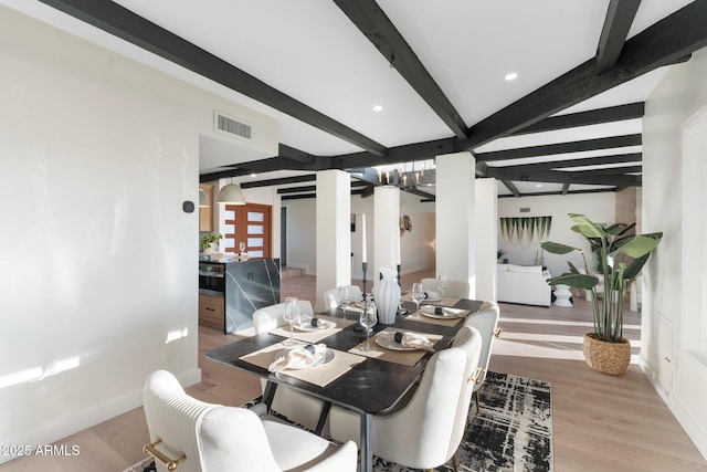 908 W Pershing Ave, Phoenix, AZ 85029 - dining area featuring beam ceiling, wood finished floors, and recessed lighting