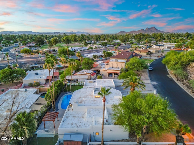 908 W Pershing Ave, Phoenix, AZ 85029 - aerial view at dusk of a mountain view, a residential view, and view of pool