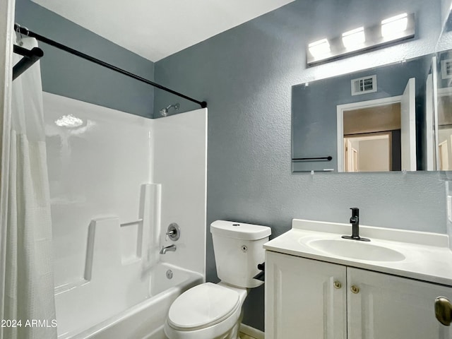 full bathroom with vanity, shower / bathing tub combination, and toilet