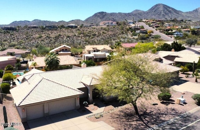 15225 E Golden Eagle Blvd, Fountain Hills, AZ 85268 - drone / aerial view featuring a residential view and a mountain view