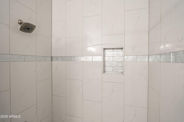 interior details featuring tiled shower