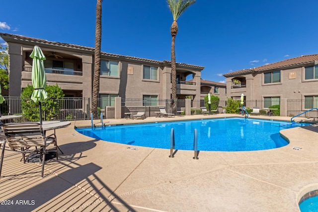 view of pool featuring a patio area