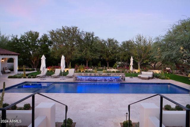 view of pool featuring a patio, a gazebo, and outdoor lounge area