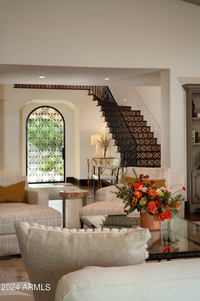 living room featuring wood-type flooring