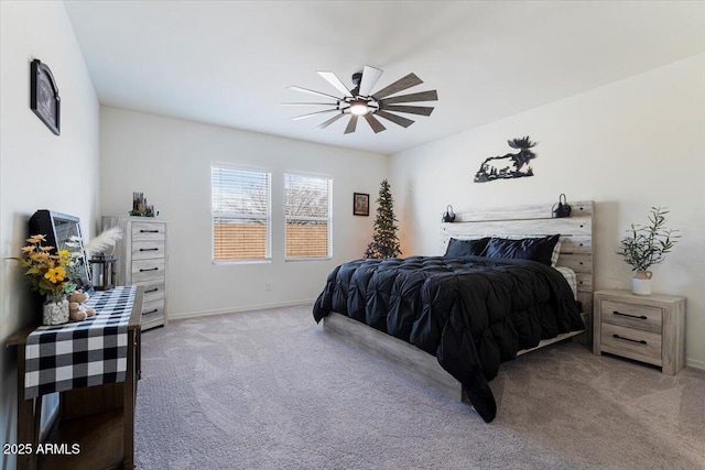 bedroom with carpet floors and ceiling fan