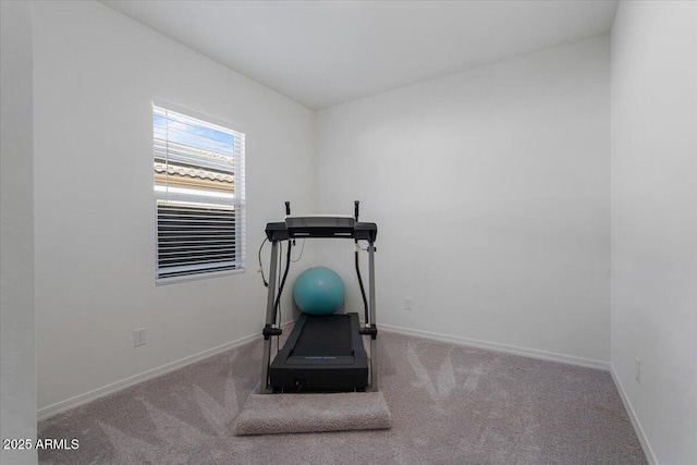 workout room with carpet floors